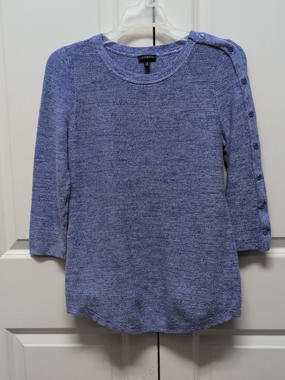 Talbots Blue Button-Shoulder Knit Top